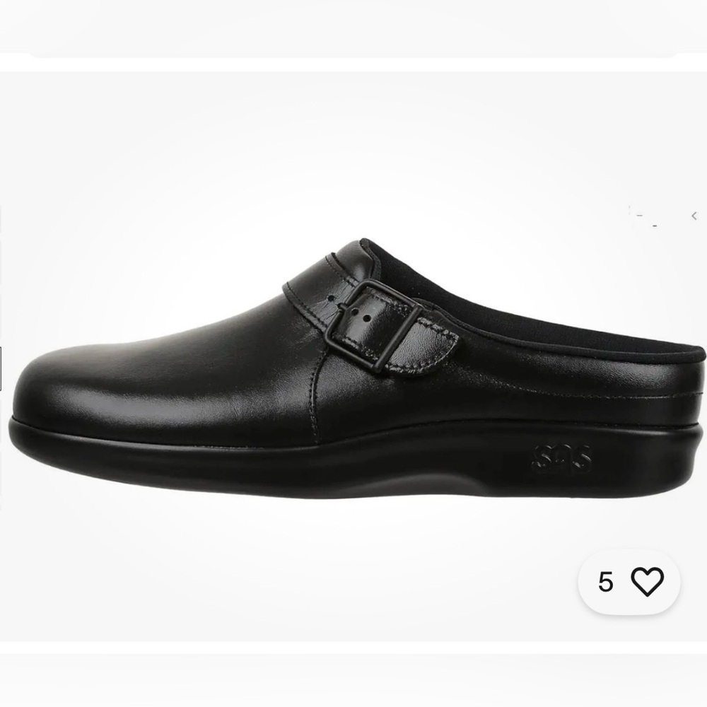 SAS Clog slip on Classic Black Leather Loafers - Picture 2 of 10